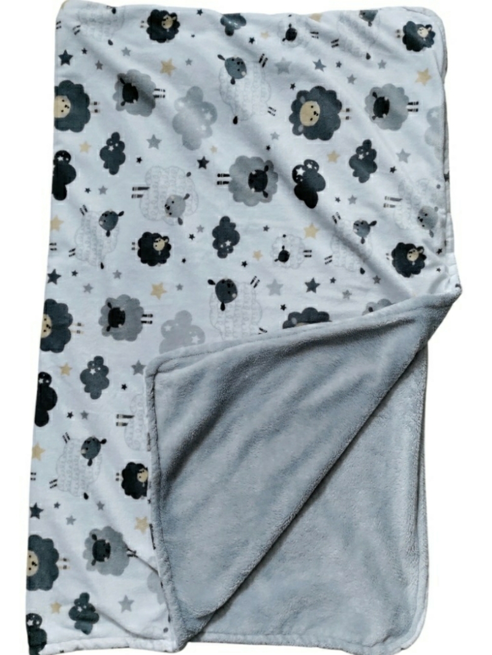 Parent's Choice Minky Fleece Sheep Print Baby Blanket Reversible Lovey